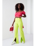 Elegante Damen-Schlitzhose Neon-Limette 502800 – Online-Shop – Boutique